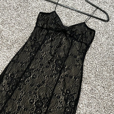 EXPRESS Womans Dress 1/2 Small Black Lace Slip Sheath VACATION! Stretch New Tags