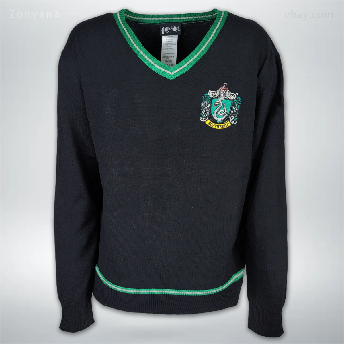 Harry Potter Slytherin Patch Cardigan Black Sweater for Adults