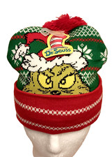 Dr. Seuss Grinch Stole Christmas Winter Knit Beanie Cap Hat Cuff OSFM New