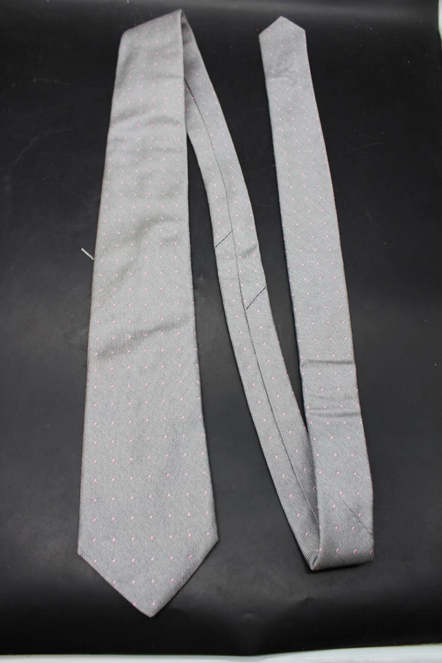 Corbata clásica para hombre Michael Kors gris/rosa punto rejilla mezcla de seda Foto 2 de 4