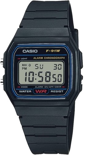Casio F91W-1 Men's Black Band Alarm Chronograph Digital Watch | eBay