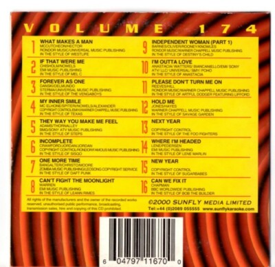 Sunfly Karaoke Hits Volume 174 16 Massive Hits CDG174
