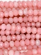 Very high quality Genuine Natural Pink Opal Faceted Rondelle Beads 15.5" Strand