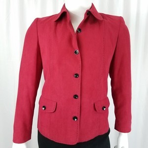 Alfred-Dunner-Women-039-s-Jacket-Size-10-Faux-Suede-Black-Stiching-Red