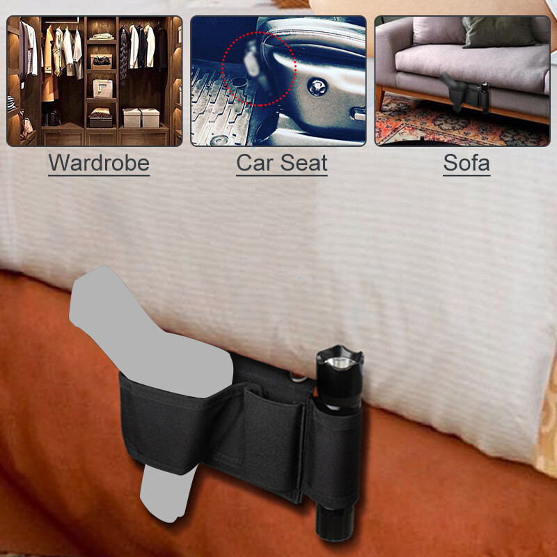 Compact US Concealed Carry Pistol Holster for Car Seat Mattress Bedside with Mag Holder  -image