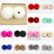 Fluffy Faux Fox Fur Pompom 8cm Pom Poms Ball with Dark Buckle DIY for Hat Bags&