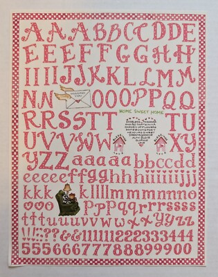 Vintage Susan Branch Pink Polka Dot Alphabet Letters Stickers 8.5''x11'' Sheet