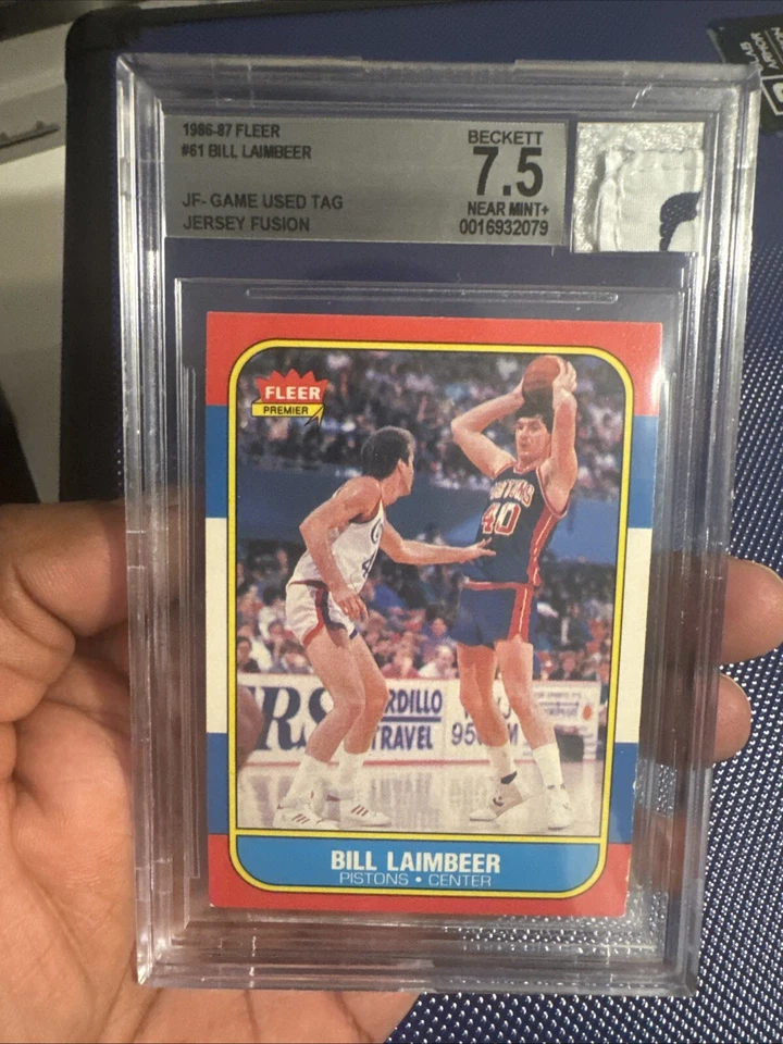 2024 Jersey Fusion 1986-87Fleer Bill Laimbeer Autograph BGS 7.5 GU Patch Detroit - Image 3 of 3
