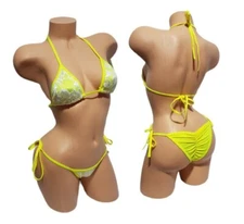 SALE! Exotic Dancer Stripper Sexy Lace Lycra Tie Side Scrunch Bikini Dancewear 