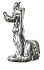 Vintage Walt Disney DLC Sterling Silver 3D Pluto Puffy Pendant 2” Hand Signed