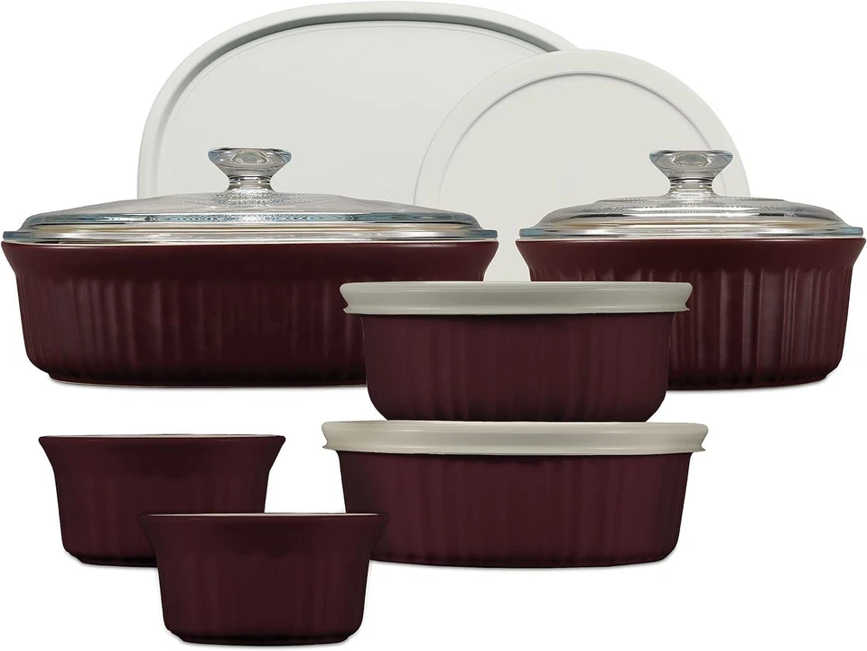 CorningWare Keramik Backformen Set mit Deckel, Span- und Rissfest Steinzeug B