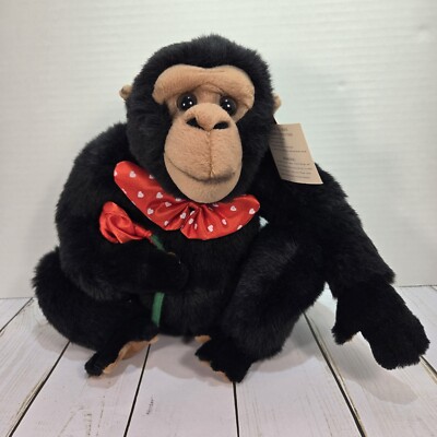 Walmart Valentines Love Chimp Plush E & J Rose & Red Bow Tie Monkey