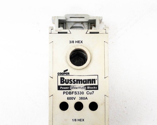 Cooper Bussmann Power Distribution Blocks 600V, 380A, 3/8 & 1/8 Hex PDBFS330 Cu7 - Picture 3 of 8
