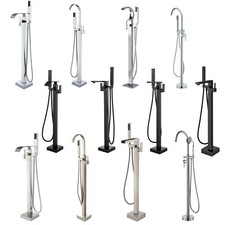 Floor Mount Freestanding Bathtub Faucet Waterfall Tub Filler Mixer Tap w/Shower