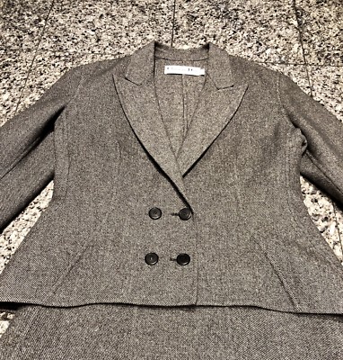 Christian Dior Paris Gray Double Breasted Skirt Suit | eBay