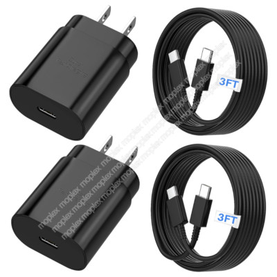 25W USB-C to PD Super Fast Wall Charger Cable For Samsung Galaxy Pixel i Pad