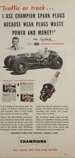 1954 Print Ad Champion Spark Plugs 1953 AAA Race Car Champion Sam Hanks