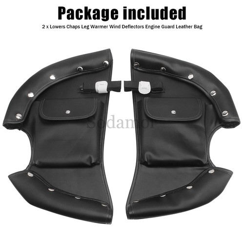 Black Lower Leg Warmer Wind Deflector Bags For Indian Chief Chieftain Roadmaster - Picture 4 of 17