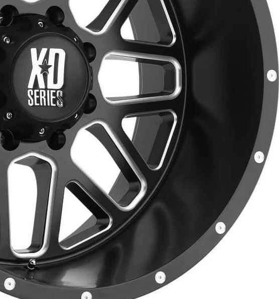 22X12 XD820 GRENADE WHEELS RIMS SIERRA RAM SILVERADO 1500 SATIN BLACK MILLED Foto 4 de 4