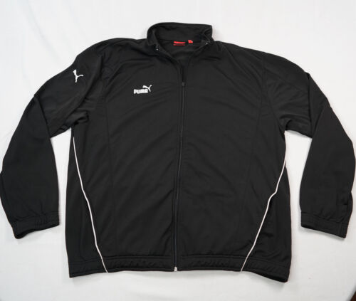 Puma Jacket Mens XXL Track Running Soccer Football Black White Full Zip Adult - Picture 1 of 9
