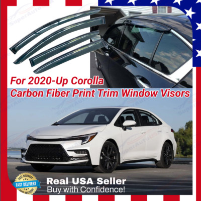 For 2020-Up Toyota Corolla Carbon Fiber Print Trims Window Visors Wind Guards
