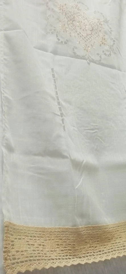 Tendina Misto Lino 60x150 60x240 particolare Ricamo Mano Lavorazione Artigianale - Immagine 3 di 3