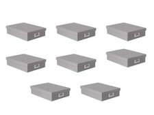 OSCO Grey Faux Leather A4 Box with Lid | 8 Pack | A4 Filing | Paperwork Organise