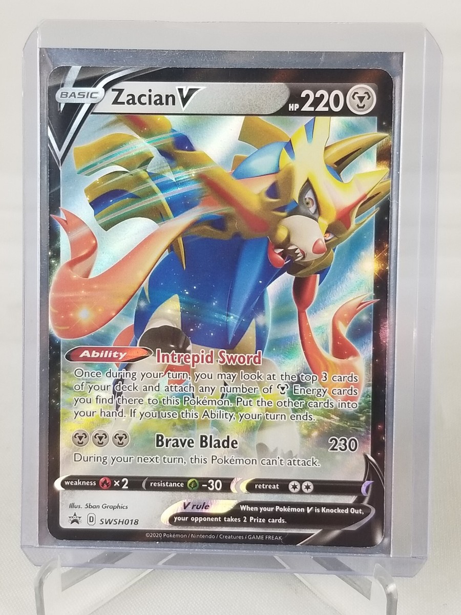 Zacian V Basic Hp 220 Metal Holo #SWSH018 Pokemon 2020 Card