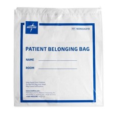 Medline Plastic Patient Belongings Bags w/Drawstring, White, 18" x 20" 20/PK 