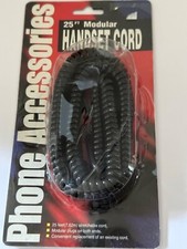 NEW 25  Long Stretchable Handset Cord for Landline Phone - Gloss Black Color