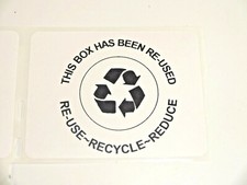 200 qty This Box Has Been Re-used Recycle Reduce Shipping Label Stickers No Ink 