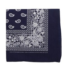 22 Inch Cotton Paisley Bandana - Navy