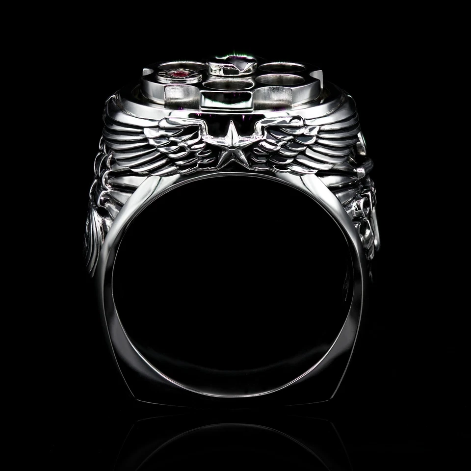 Sterling Silver 925 Ring Gun Revolver,  Last Shot Revolver Eagle For Men. - Image 3 of 4