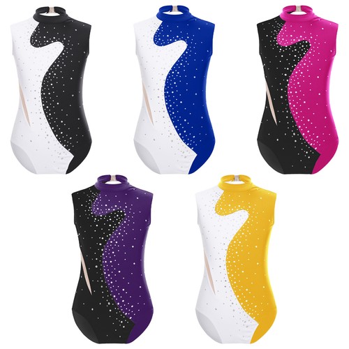 Kids Girls Leotard Romper Gymnastic Figure Skating Ballet Stage Bodysuit Jazz - Picture 2 of 54