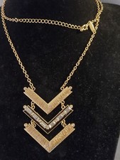 New York Company Chevron Gold Rhinestone Pendant Necklace