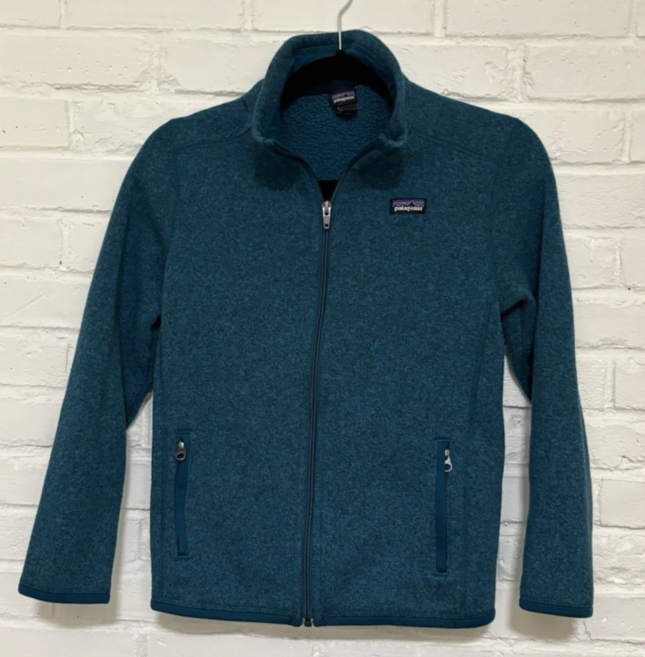 Patagonia Better Sweater Youth Large~12 Full Zip Jacket Heather Teal ~Boy & Girl