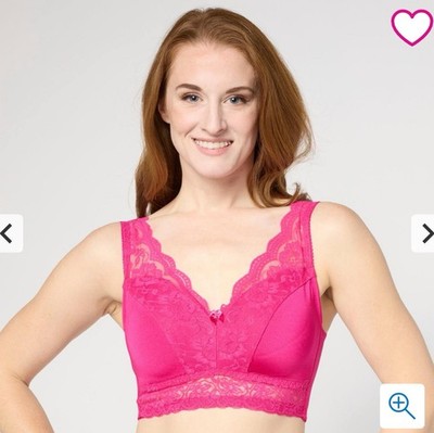 Rhonda Shear Classic Pin-Up Wireless Lace Pullover Bralette Pink 3X