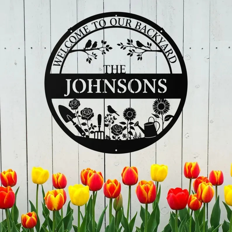 Personalized Garden Metal Sign, Custom Garden Decor, Backyard Wall Art