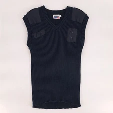 Blauer Mens V Neck Sweater Vest Blue Ribbed Knit Patches Size XL Made in USA
