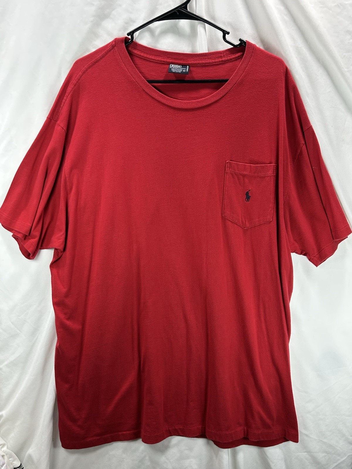 Polo Ralph Lauren vintage anni 90 rossa 100% cotone t shirt taschino maglietta pony XL