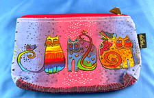 Laurel Burch Feline Cats Minis Cosmetic Bag, 6.5  Tall, 9.5  Long