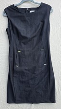 Calvin Klein Dress Womens 10 Gray Sleeveless Boat Neck Sheath Workwear
