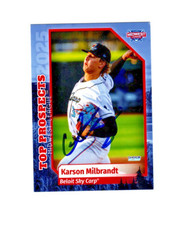 Karson Milbrandt 2025 MWL Top Prospect autograph signed card Beloit Sky Carp d