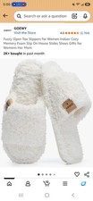 Fuzzy Open Toe Slippers for Women Soft Memory Foam Indoor House 7-8 White