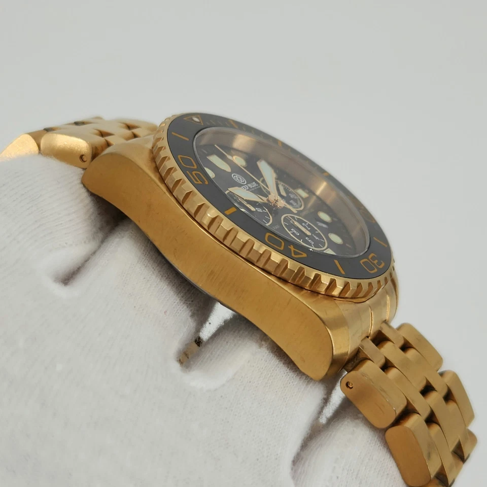 Deep Blue Sea Ram 500M Men's Gold Tone w/ Black Dial Quartz Chronograph Watch - Image 3 of 4