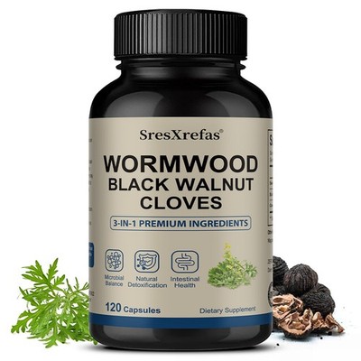 SresXrefas Wormwood Black Walnut Cloves 3-in-1 Premium Formula 30/60/120Capsules