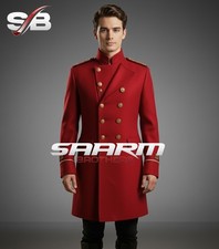 Red Double-Breasted Military Tailcoat Embodies Timeless Elegance  Commanding
