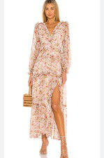 ASTR the Label Fleur Maxi Dress Tiered Corset Tie Up Back LG