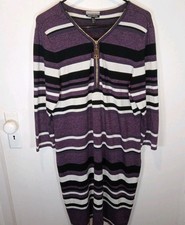 Allison Brittney Dress Womens XL Sweater Quarter Zip Striped Purple Black White