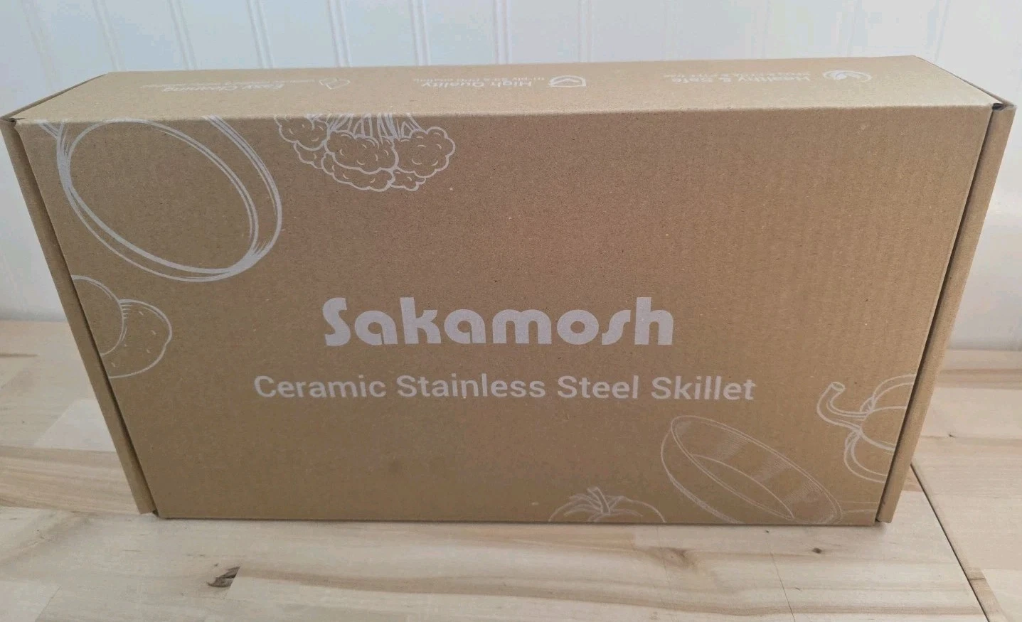 SAKAMOSH 8" Nonstick Ceramic Frying Pan Tri-Ply Stainless Steel Skillet New
